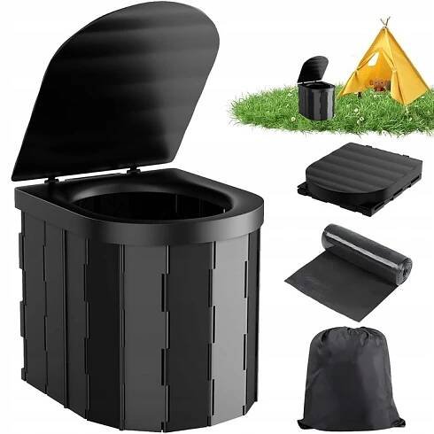 TURISTICKÁ TOALETA PŘENOSNÁ BIVAKOVACÍ SKLÁDACÍ WC KEMPING S obalem