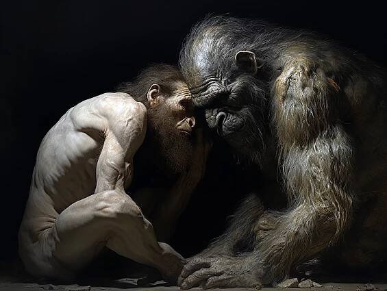 Bezplatný obrázek: Evoluce pravěkého člověka neandrtálce z primáta