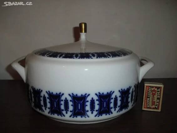 Starožitná porcelánová polévková MÍSA, kobalt - Praha - Bazar