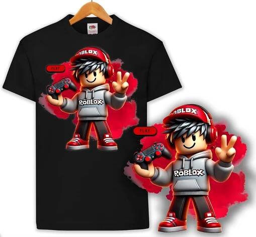 DĚTSKÉ TRIČKO ČERNÉ - ROBLOX ROBLOKS DÁREK PRO DÍTĚ L 152 cm