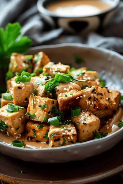 Tofu with Peanut Sauce