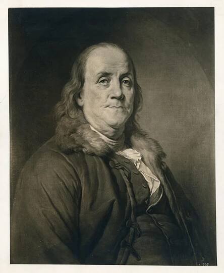 Benjamin Franklin. Copy of painting by Joseph Duplessis, circa 1794-1802.