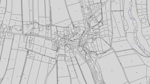 Katastrální mapy pozemků a čísla parcel obce 