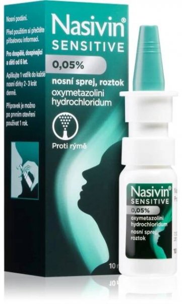 Nasivin Nasivin Sensitive 0,5 mg/ml nosní sprej, roztok při akutní rýmě, alergické a vazomotorické rýmě
