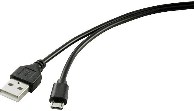 Renkforce Napájecí kabel Raspberry Pi®, BBC micro:bit [1x USB 2.0 zástrčka A - 1x micro USB 2.0 zástrčka B] 1.00 m černá