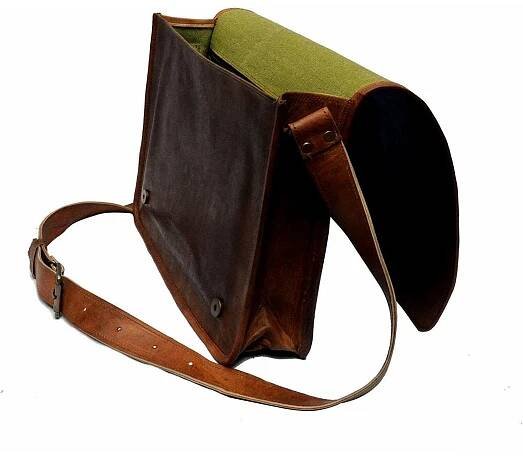 Pánská vintage taška přes rameno z kozí kůže Full Flap Messenger na notebook
