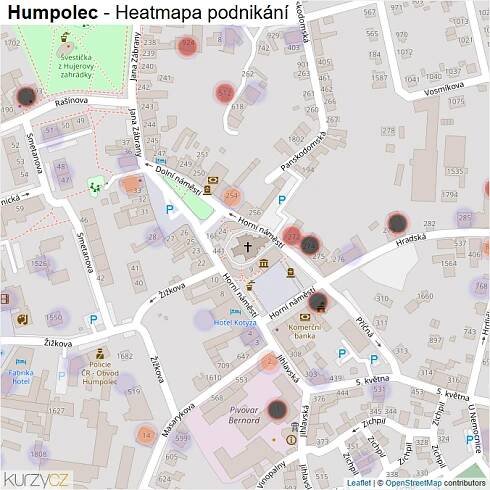 Mapa Humpolec - Firmy v části obce.