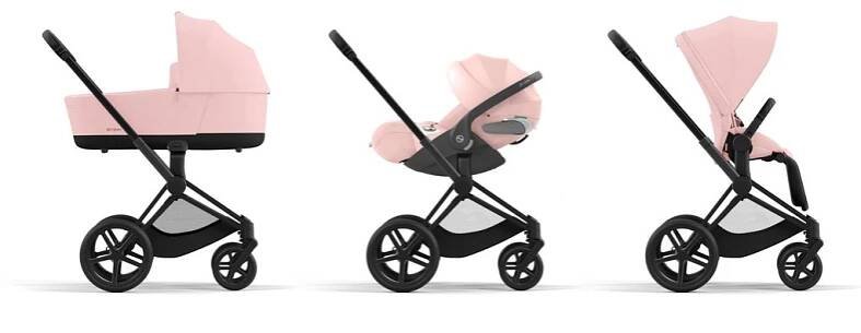 Cybex Priam 4.0 2024 sada Comfort 5v1 Matt Black podvozek + Potah sezení + korba Lux + Cloud T Plus + Base T - Cybex - Kombinace