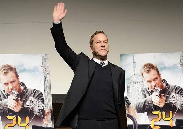 Kanadský herec Kiefer Sutherland při představování DVD se závěrečnou sérií 24...