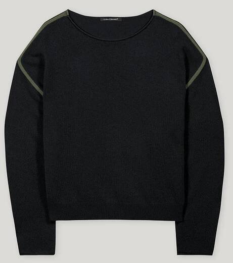 Pullover aus Kaschmir-Mix - deep black / cool khaki - Standard | Artikel Front