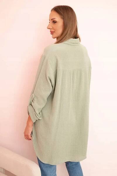 Jasná khaki dámská mušelínová bavlněná košile oversize Značka Kesi