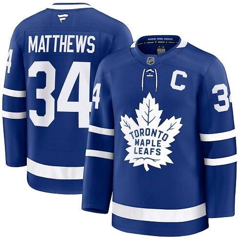 Men's Fanatics Auston Matthews Blue Toronto Maple Leafs Captain Patch Home Premium Jersey