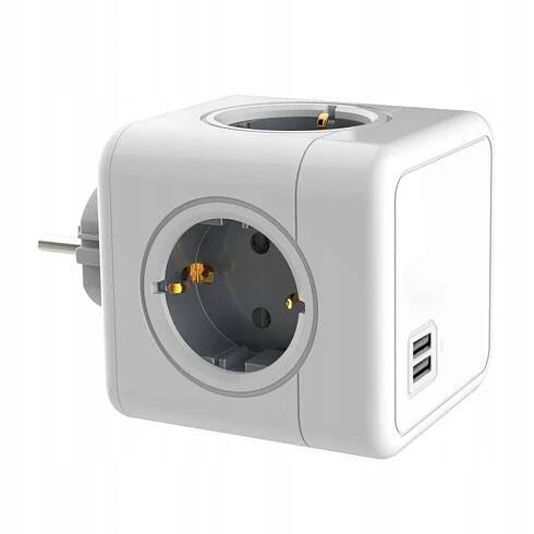 Rozbočka Lišta Rozdvojka Power Cube 4 zásuvky 230 V + 2xUSB Bílá