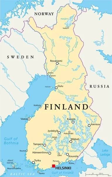 finská politická mapa - finsko stock ilustrace
