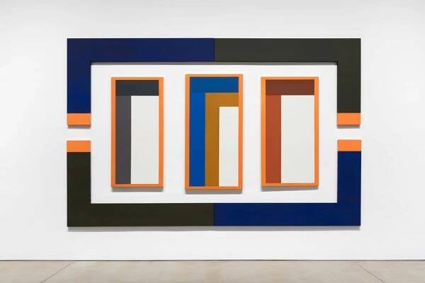 David Novros, Boathouse, 2016, oil and murano on canvas, 7 panels, Overall dimensions approximately 11 x 20 feet © 2019 David Novros / Artists Rights Society (ARS), New York. Courtesy Paula Cooper Gallery, New York. Photo: Steven Probert.