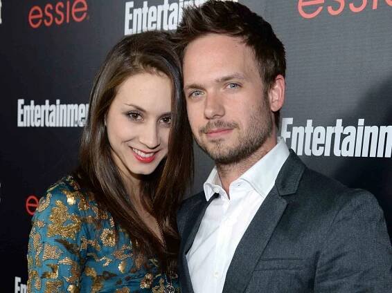 Troian Bellisario (L) and Patrick J. Adams attends the Entertainment Weekly celebration honoring this year's SAG Awards nominees 