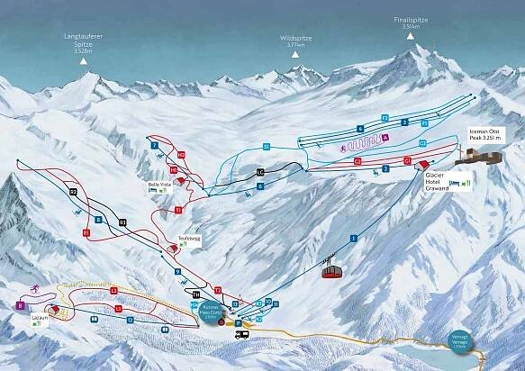 Trail map Val Senales Glacier (Schnalstaler Gletscher)