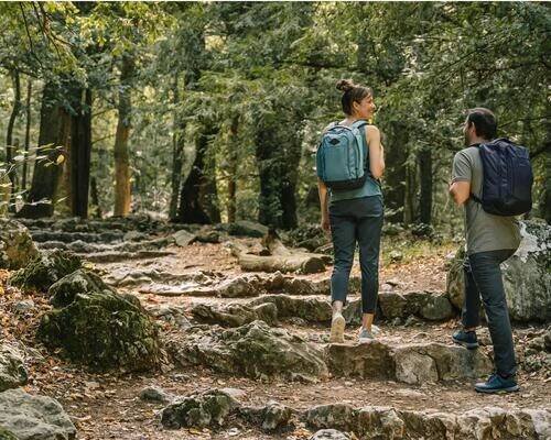 Two people hiking in nature