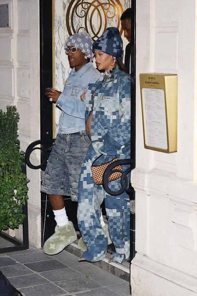 Rihanna and Asap Rocky leave their hotel for the Louis Vuitton show. Rihanna and Asap Rocky step out at 10 p.m. as the show starts at 9:30 p.m.