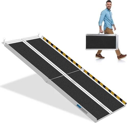 Jopassy nájezdová rampa pro invalidní vozíky nájezdová rampa pro invalidní vozíky skládací nájezdová rampa hliníkový protiskluzový povrch 152cm do 270kg