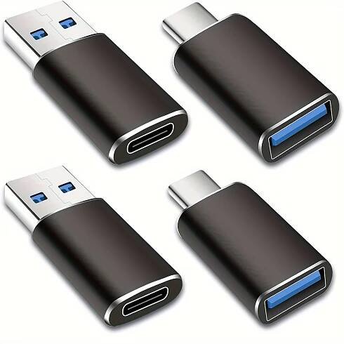 4pcs USB to USB C Adapter, 2*Type C Female to A Male Charger Converter & 2 * USB C Male to USB 3.0 Female OTG Adapter, for iPhone 15 Pro *, for
