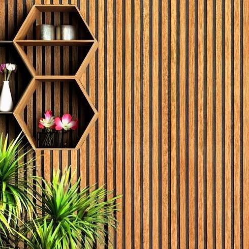 Tapeta Lamel VZOR NÁSTĚNNÉ PANELY Dřevo Bronz 3D VINYLOVÁ IMITACE DESKY 10 m