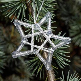 Vánoční ozdoby Hvězda 7cm stříbrné zdobení 4ks, vyrobené v ČR,NOVÉ - Dům a zahrada