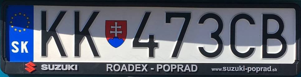 Registrační značka Slovensko - KK - Kežmarok, foto: www.podalnici.cz