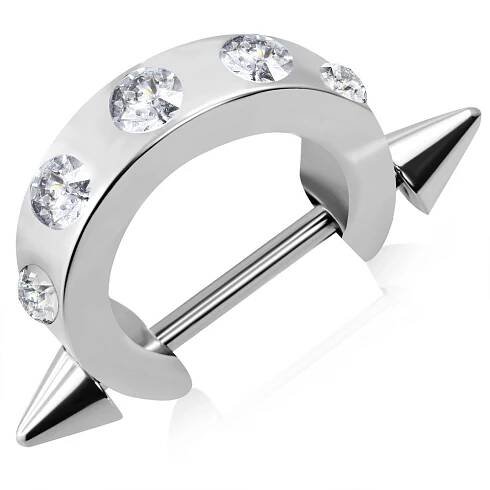 Piercing do bradavky se zirkony Starsteel.cz - šperky z oceli