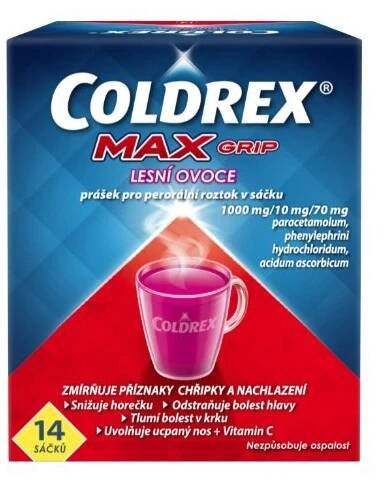 COLDREX MAX Grip Lesní ovoce prášek pro perorální roztok 14 sáčků (Na chřipku a nachlazení) - Vícesložkové