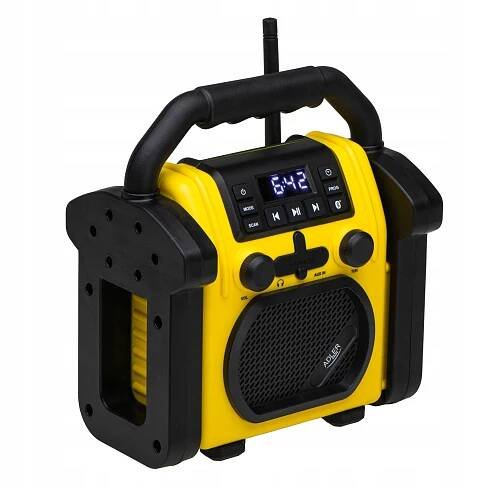 Prenosné stavebné rádio Bluetooth FM AUX IPX54 Sieťové batériové hodiny Kód výrobcu Radio Przenośne Budowlane Bluetooth FM AD1911