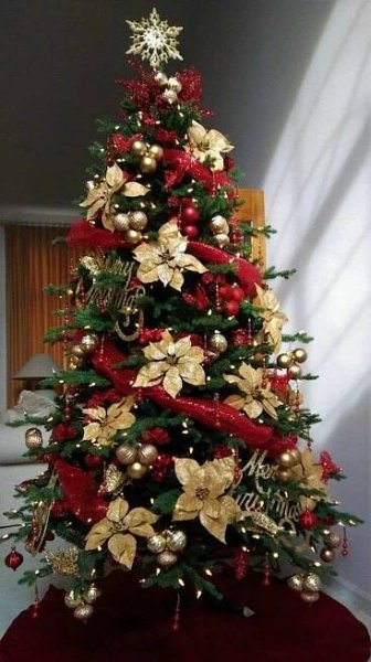 Gold and Red Christmas Tree Decorations