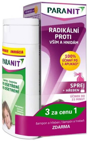 Paranit Radikální sprej proti vším a hnidám 100 ml + šampón 100 ml + hřeben