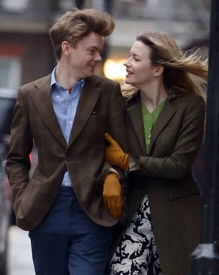 Thomas Brodie-Sangster and Talulah Riley seen at lunch at KOL restaurant in Marylebone on February 09, 2022 in London, England.