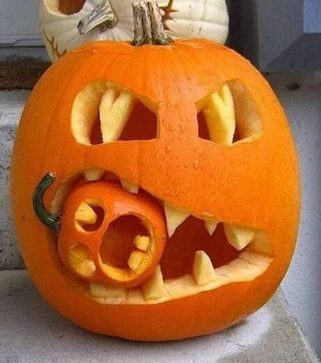 Vyřezávaná dýně na Halloween - foto inspirace
