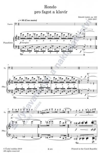 Noty Zdeněk Lukáš: Rondo pro fagot a klavír, op. 168 — Radiotéka