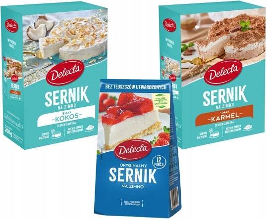 Sušenkový koláč za studena Delecta, kokosový, karamelový mix, 3 ks
