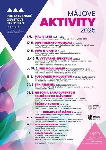 POS - aktivity na máj 2025 - Podtatranské osvetové stredisko