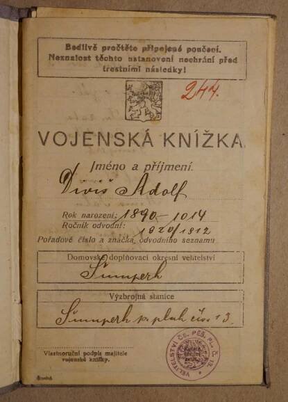 stará VOJENSKÁ KNÍŽKA - Pěší pluk č.13 - ŠUMPERK, rok 1923!!!