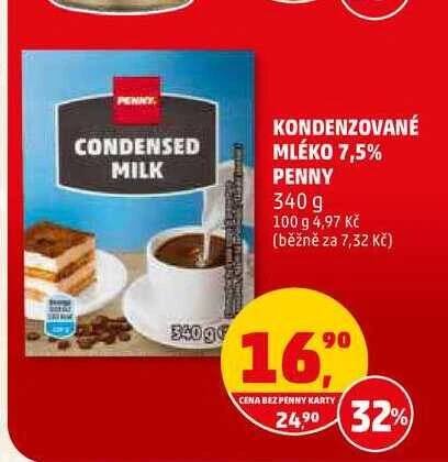 KONDENZOVANÉ MLÉKO 7,5% PENNY, 340 g