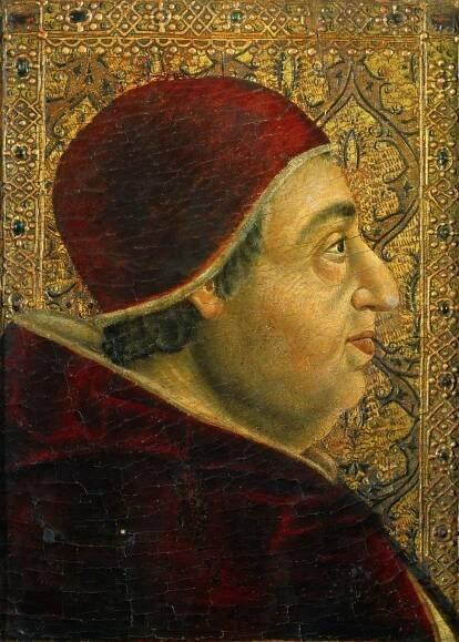 Portrét Rodriga Borgii z roku 1495.