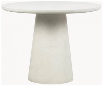 Kulatý zahradní stůl z betonu Damon, Ø 100 cm, Beton a sklolaminát, potaženo, Tlumeně bílá, Ø 100 cm, V 76 cm