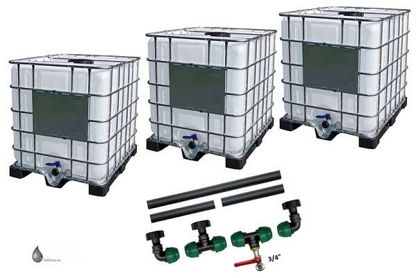 Sestava kontejnerů IBC 3000 litrů - repasované - Dešťovka.eu