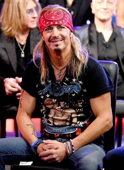 Bret Michaels appears onstage at a press conference with Mötley Crüe, Def Leppard and Poison announcing their 2020 Stadium Tour