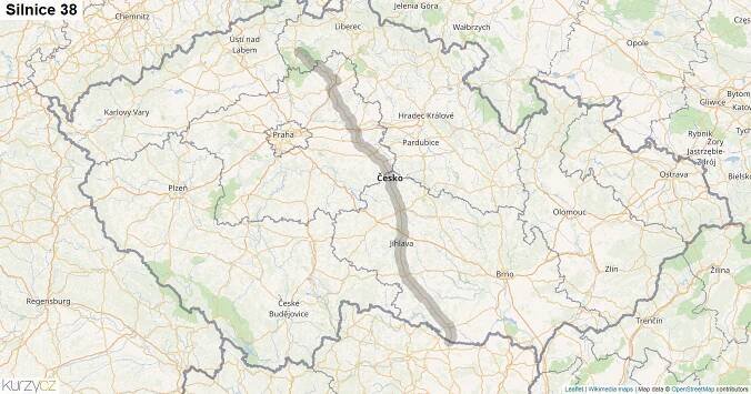 Silnice 38 - mapa Silnice 38 | Kurzy.cz