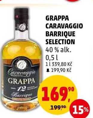 GRAPPA CARAVAGGIO BARRIQUE SELECTION 40% alk., 0,5 l