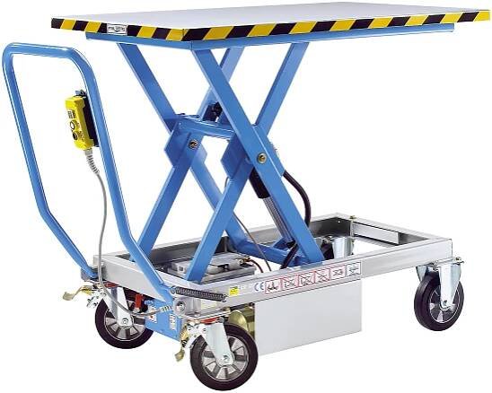 Nůžkový zvedací stolový vozík – eurokraft pro: nosnost 1000 kg, elektrohydraulický zdvih