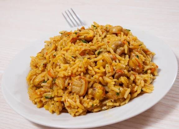 Kari risotto se žampiony