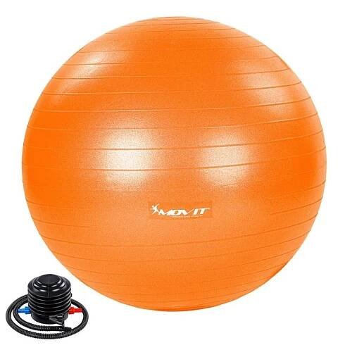 MOVIT Gymnastický míč s nožní pumpou, 65 cm, oranžový