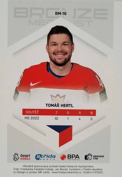 Tomáš Hertl 2021/22 MK Bronze Medalists PROMO ražba | Hokejové kartičky | Hokejové album | Prodejna